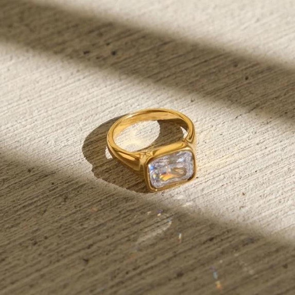 18K Gold Plated Pave Ring